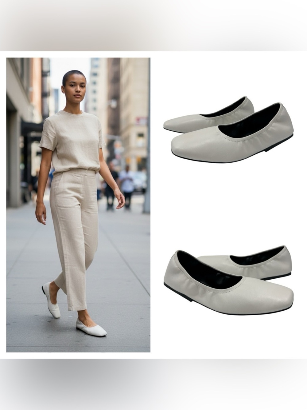DKNY Women's White Ballet Flats - Minimalist Slip-On size 5.5